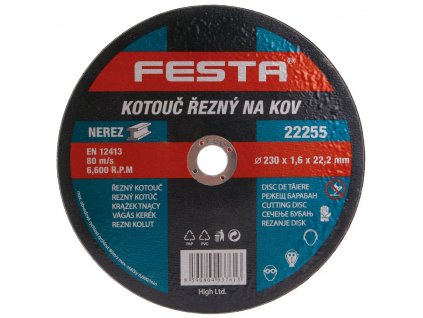FESTA® Kotouč řezný, 230×22,23×1,6 mm, na kovy, nerez, litinu