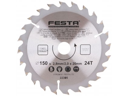 FESTA® Kotouč pilový TCT s SK plátky, 24 T, 150×20/16×2,8 mm, na dřevo
