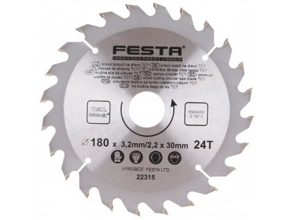 FESTA® Kotouč pilový TCT s SK plátky, 24 T, 180×30/20×3,2 mm, na dřevo