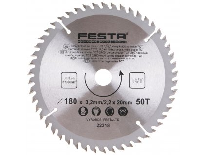 FESTA® Kotouč pilový TCT s SK plátky, 50 T. 180×20/16×3,2 mm, na dřevo
