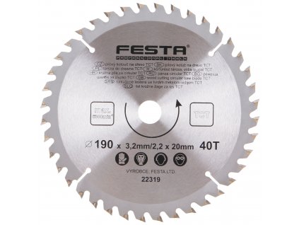 FESTA® Kotouč pilový TCT s SK plátky, 40 T, 190×20/16×3,2 mm, na dřevo