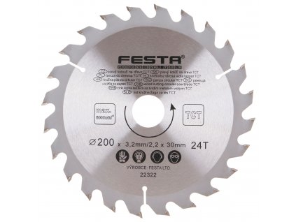 FESTA® Kotouč pilový TCT s SK plátky, 24 T, 200×30/20×3,2 mm, na dřevo