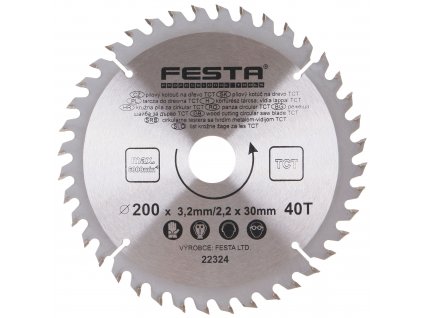 FESTA® Kotouč pilový TCT s SK plátky, 40 T, 200×30/20×3,2 mm, na dřevo
