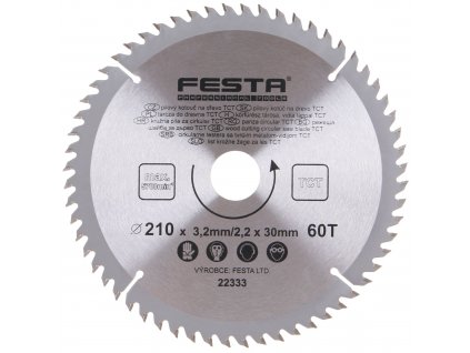 FESTA® Kotouč pilový TCT s SK plátky, 60 T, 210×30/20×3,2 mm, na dřevo