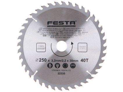 FESTA® Kotouč pilový TCT s SK plátky, 40 T, 250×30/20×3,2 mm, na dřevo