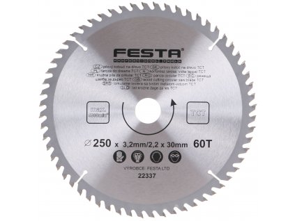 FESTA® Kotouč pilový TCT s SK plátky, 60 T, 250×30/20×3,2 mm, na dřevo