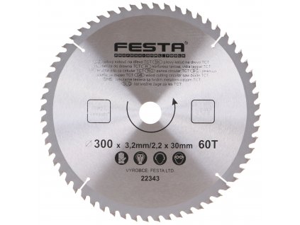 FESTA® Kotouč pilový TCT s SK plátky, 60 T, 300×30/20×3,2 mm, na dřevo