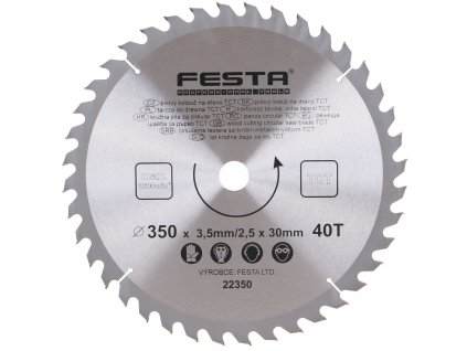 FESTA® Kotouč pilový TCT s SK plátky, 40 T, 350×30×3,5 mm, na dřevo