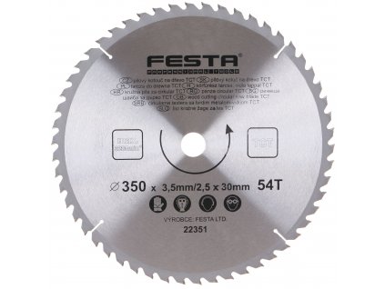 FESTA® Kotouč pilový TCT s SK plátky, 54 T, 350×30×3,5 mm, na dřevo