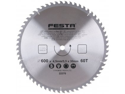 FESTA® Kotouč pilový TCT s SK plátky, 60 T, 600×30×4,5 mm, na dřevo