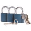 EXTOL® CRAFT Zámky visací sjednocené, litinové, 38 mm, modré, sada 3 ks, 6 klíčů
