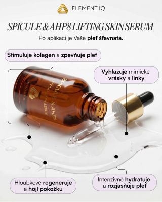 ✨ELEMENT IQ | SPICULE & AHP8 LIFTING SKIN SERUM | 30 ml Inteligentní liftingová péče nové generace, která kombinuje...