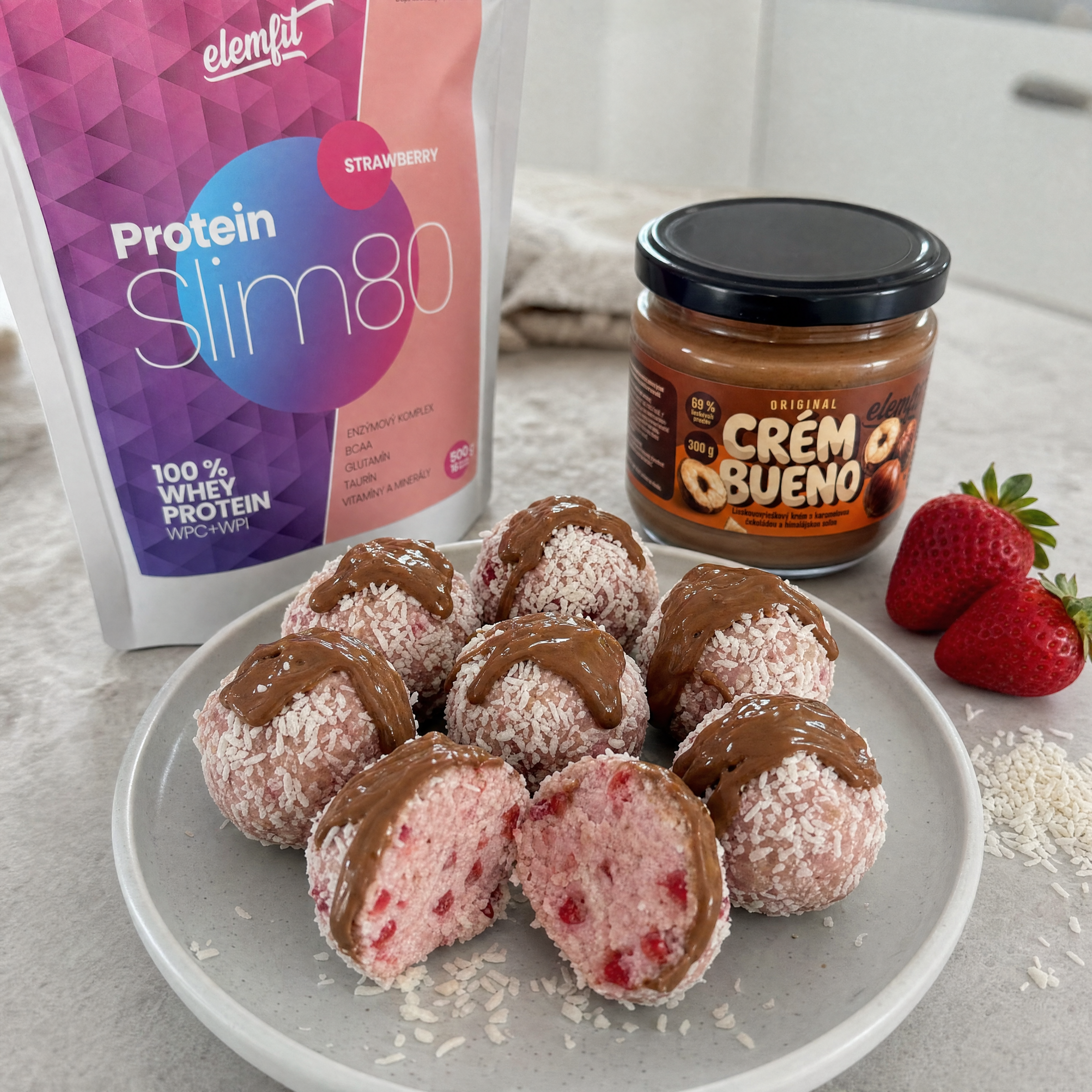 Proteínové jahodové Power Balls