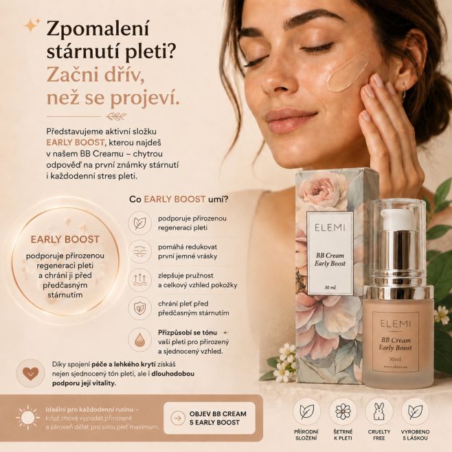 ✨ Zpomalení stárnutí pleti? Začni dřív, než se projeví. Představujeme aktivní složku EARLY BOOST, kterou najdeš v našem BB...