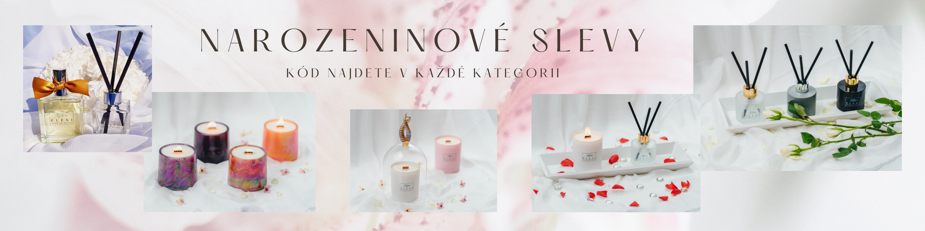 Narozeninová sleva 15% a 7% na celou kolekci svíček, difuzérů, vosků, parfémů