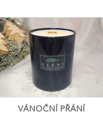 BLACK NIGHT s vůní VÁNOČNÍHO PŘÁNÍ, vonná svíčka 265 g