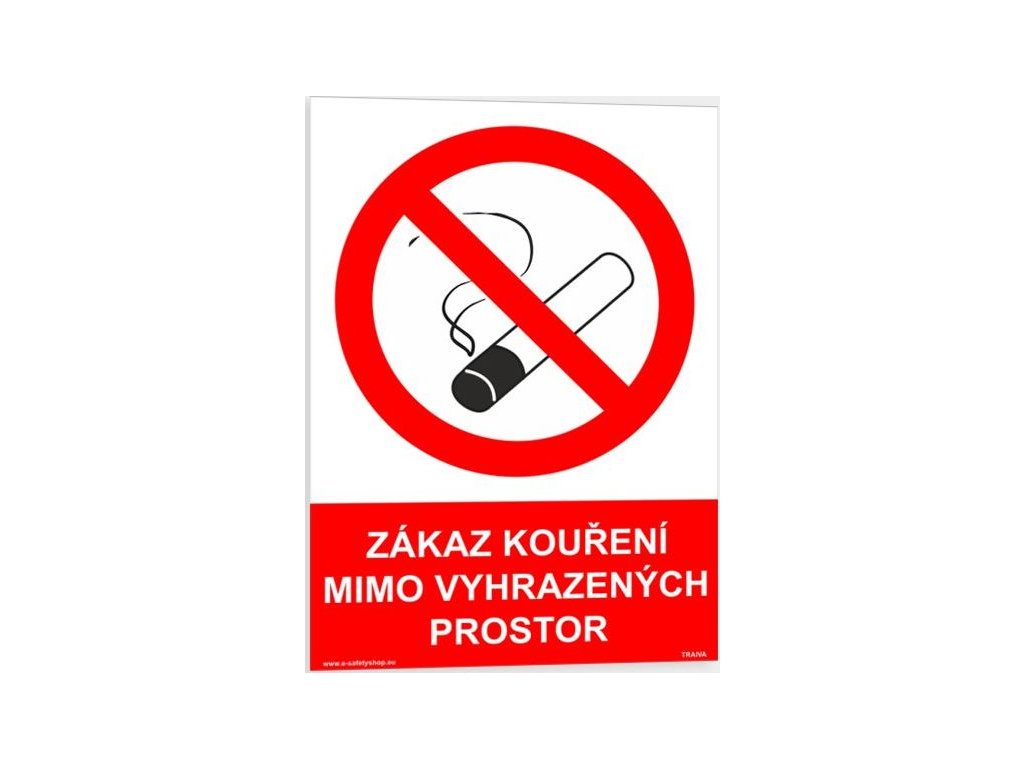 Zákaz kouření mimo vyhrazených prostor (Verze Samolepka 210 x 297 mm (A4) tl. 0.1 mm - Kód: 03562)