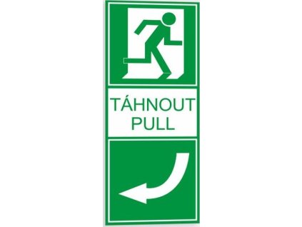 Táhnout - zprava doleva fotoluminiscenční samolepka na dveře nouzového východu (Verze Samolepka 100 x 200 mm tl. 0.4 mm - fotoluminiscenční - Kód: 02640)