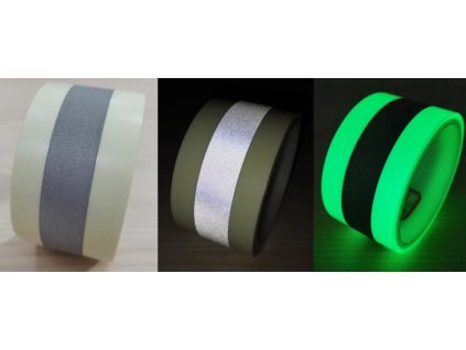 Zažehlovací fotoluminiscenční páska s retroreflexními plochami  / vzor pás 2cm (Varianty Prodej na metry, šíře 50 mm x 1 m - Kód: 27317)