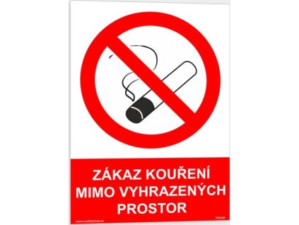 Zákaz kouření mimo vyhrazených prostor (Verze Samolepka 210 x 297 mm (A4) tl. 0.1 mm - Kód: 03562)