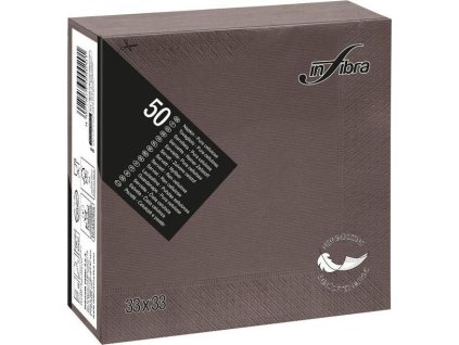 Papírové ubrousky INFIBRA New Soft-touch 2vrstvy 33x33cm hnědá - 50ks