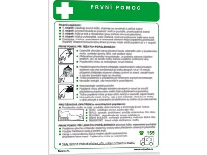 První pomoc při zasažení žíravými látkami (Verze Samolepka 210 x 297 mm (A4) tl. 0.1 mm - Kód: 04723)