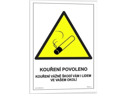 Kouření povoleno kouření vážně škodí vám i lidem ve vašem okolí (Verze Samolepka 148 x 210 mm (A5) tl. 0.1 mm - Kód: 02139)
