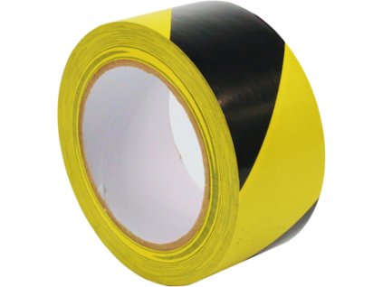 Bezpečnostní páska - šrafovaná High quality (Verze žlutočerná, pravostranné šrafování - 50 mm x 33 m - Kód: 14293)