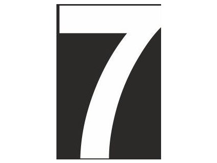 Šablona číslice "7" vodorovné značení (Verze Plast 940 x 940 mm tl. 0.5 mm - výška číslice 630 mm - Kód: 16608)