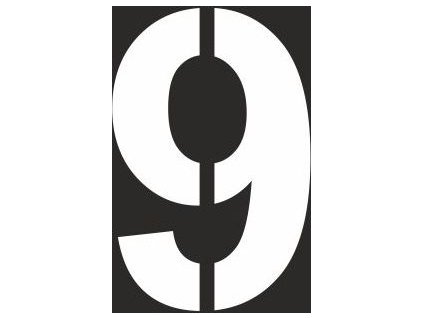 Šablona číslice "9" vodorovné značení (Verze Plast 940 x 940 mm tl. 0.5 mm - výška číslice 630 mm - Kód: 16610)