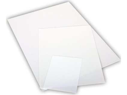 Plastová tabulka bílá bez potisku - různé velikosti (Verze  210 x 297 mm (A4) tl. 0.5 mm - Kód: 15263)