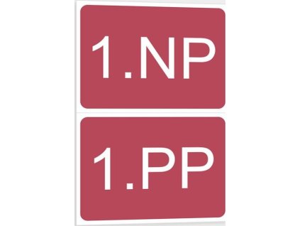 Označení podlaží - poschodí 1NP (Verze Plast 210 x 148 mm (A5) tl. 0.5 mm - Sada označení 2 ks 1PP - 1NP - Kód: 03165)