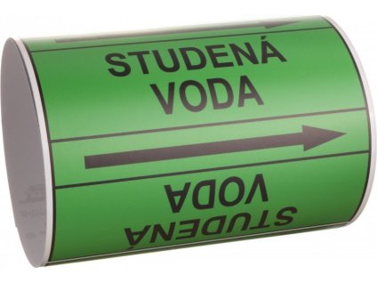 Páska na značení potrubí Signus M25 - STUDENÁ VODA (Varianty Samolepka 130 x 100 mm, délka 1,5 m, Kód: 26009)