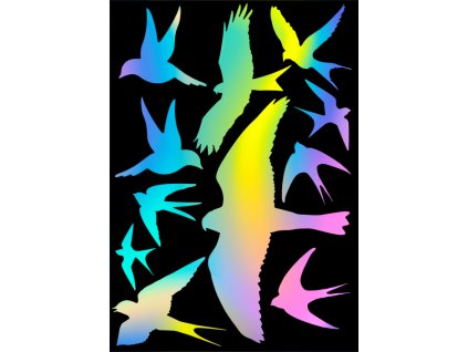 Silueta dravce - z holografické fólie fantazy rainbow - arch 30 x 40 cm, 11 dravců (Varianty Dravci - Holografická samolepící fólie - 11 dravců na archu 30 x 40 cm, Kód: 25125)