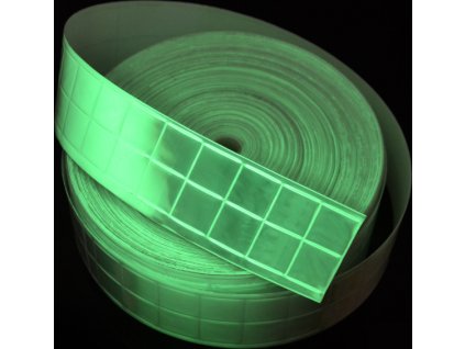 Reflexní fotoluminiscenční páska GLOWSTAR S1 (Verze fotoluminiscenční - 50 mm x 1 m - Kód: 02710)