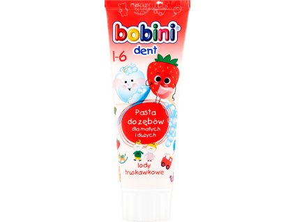bobini detska zubni pasta strawberry ice cream 1 6 let veku 75 ml