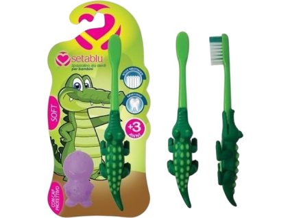spazzolino detsky kartacek krokodyl s krytkou jemny