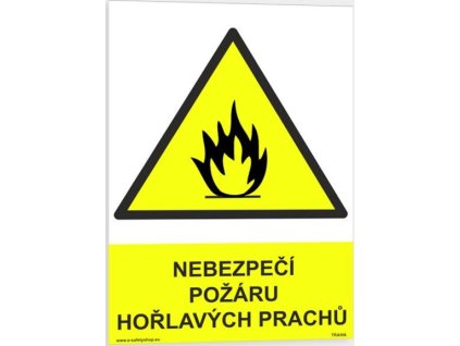 Nebezpečí požáru hořlavých prachů (Verze Samolepka 210 x 297 mm (A4) tl. 0.1 mm - Kód: 05403)