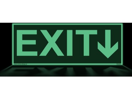 EXIT - nápis se šipkou (Verze Plast 200 x 75 mm tl. 1.1 mm - fotoluminiscenční - Kód: 00086)