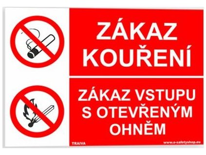 Zákaz kouření Zákaz vstupu s otevřeným ohněm (Verze Samolepka 210 x 148 mm (A5) tl. 0.1 mm - Kód: 08206)