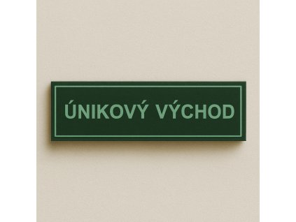 Únikový východ - Nápis (Verze Plast 200 x 50 mm tl. 1.1 mm - fotoluminiscenční - Kód: 00040)