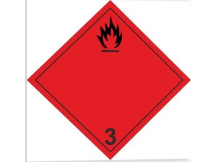 Nebezpečí požáru (hořlavé kapaliny) č.3 A Značení ADR (Verze Samolepka 100 x 100 mm tl. 0.1 mm - Kód: 02940)