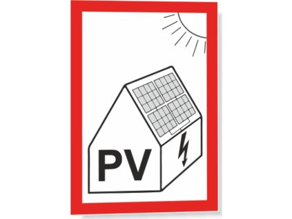 PV symbol na fotovoltaiku (Verze Plast 74 x 105 mm tl. 0.5 mm - Kód: 18233)