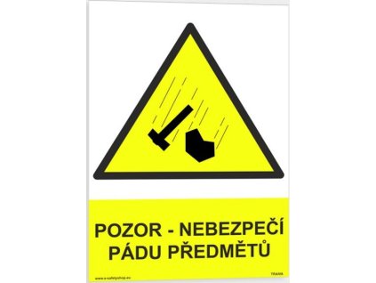 Pozor - Nebezpečí pádu předmětů (Verze Plast 148 x 210 mm (A5) tl. 2 mm - Kód: 00210)