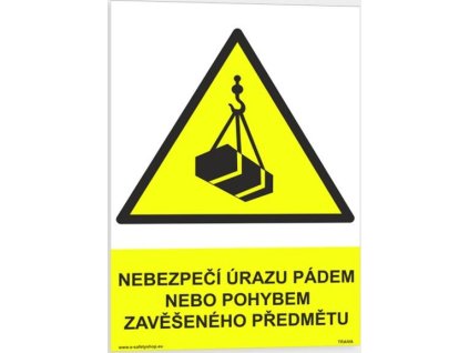 Nebezpečí úrazu pádem nebo pohybem zavěšeného předmětu (Verze Plast 148 x 210 mm (A5) tl. 2 mm - Kód: 00218)