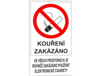 Zákaz kouření elektronických cigaret ve všech prostorách (Verze Plast 234 x 420 mm tl. 0.5 mm - Kód: 15228)
