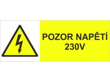 Pozor napětí 230 V (Verze Plast 80 x 30 mm tl. 0.5 mm - Kód: 09825)