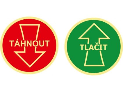 Táhnout - Tlačit, oboustranná samolepka na dveře (Verze Samolepka ∅ 92 mm - Kód: 03976)