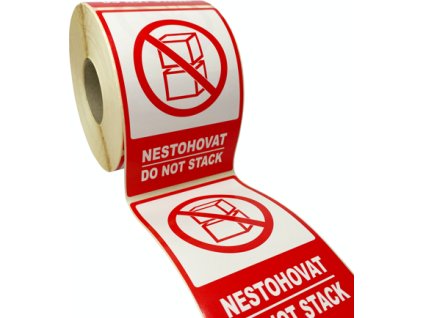 Značení obalů - Nestohovat / Do not stack  - červený piktogram (Verze Samolepka 80 x 120 mm tl. 0,1 mm - Kód: 17653)