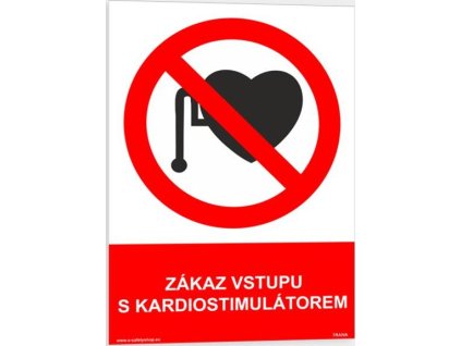 Zákaz vstupu s kardiostimulátorem (Verze Samolepka 210 x 297 mm (A4) tl. 0.1 mm - Kód: 02293)